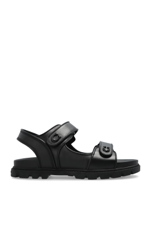 【MONCLER】最新作★STRAP NAPPA LEATHER スライダー Black Mon Summer Nappa Leather Sliders - Sandals & Sliders